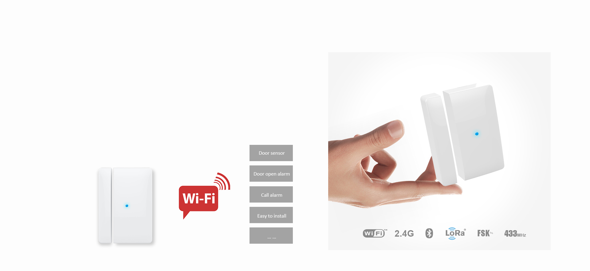 Wi-Fi/BLE/NB/ZigBee/FSK/ASK Door Sensor