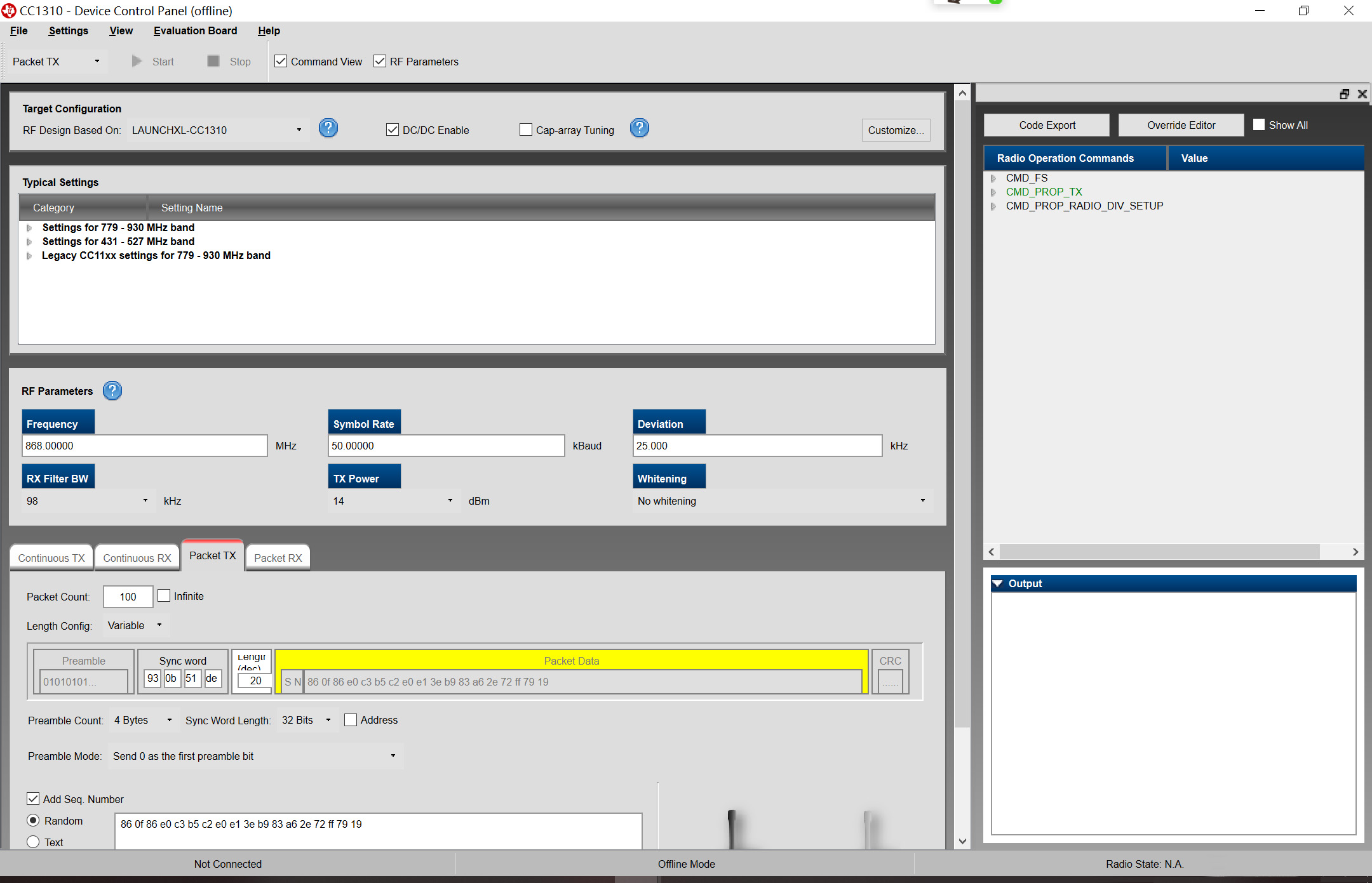 CC1310 Device Control Panel