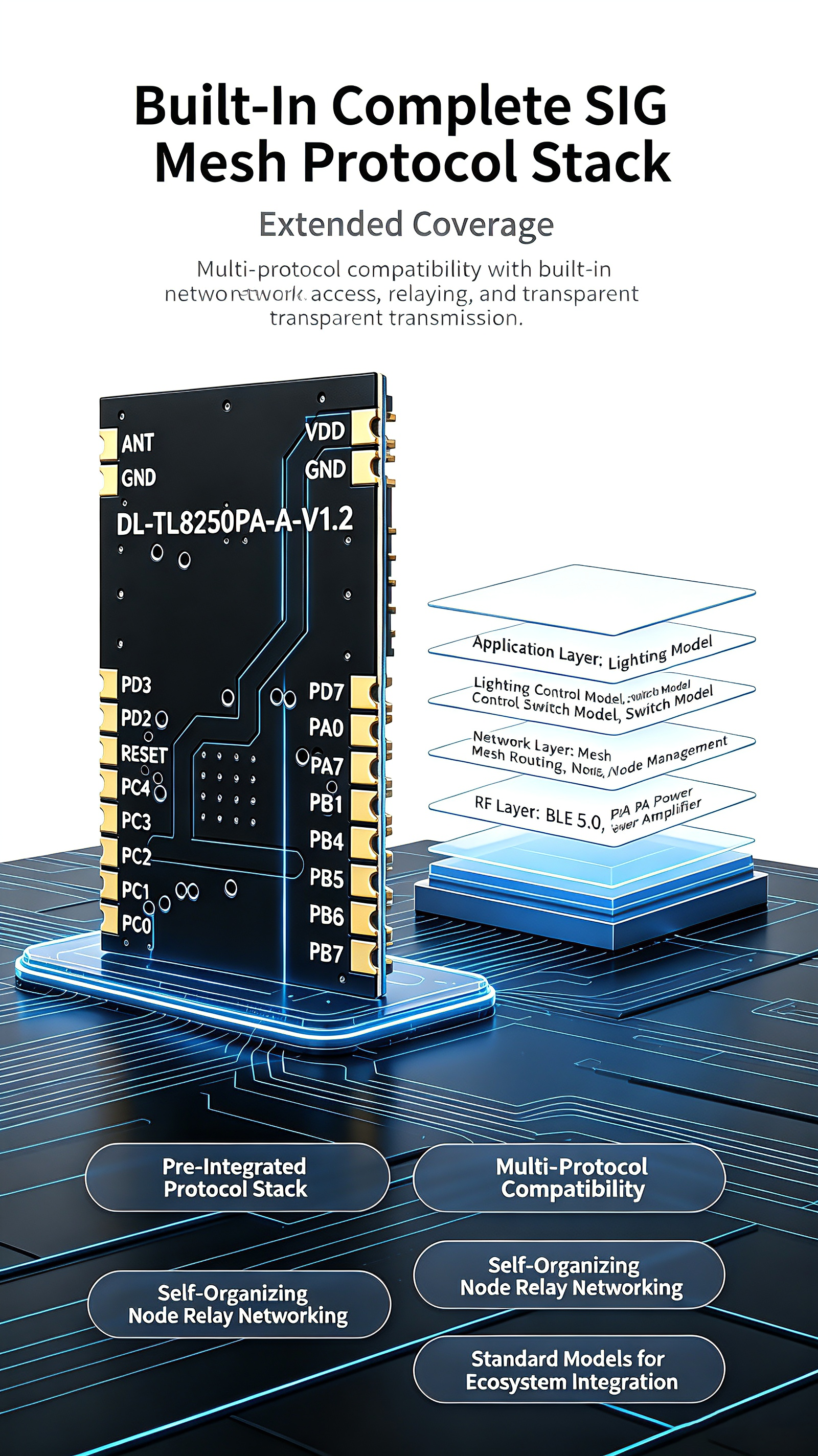 4-DL-TL8250-A-BLE-Mesh-Wireless-Module